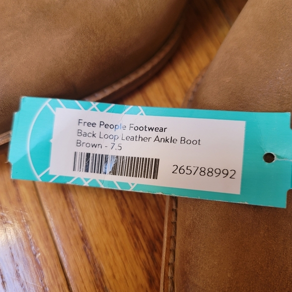 Free People, Back Loop Leather Ankle Boot, Tan, Size 37.5/7.5 - Picture 9 of 10